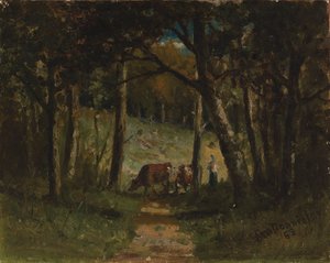 Zonder titel (koeien op pad in bos)