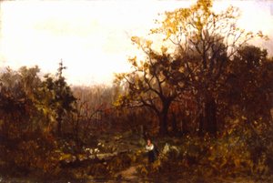 Zonder titel (landschap - vrouw die hout draagt)