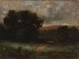 Zonder titel (landschap met weide en bomen)