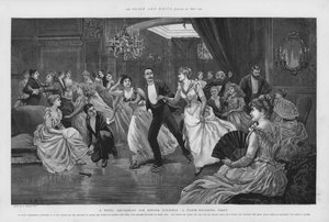Een nieuwe winteravondvermaak - een vloerpolijstfeest (litho) door Edward Morant Cox