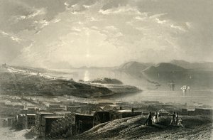 Golden Gate vanaf Telegraph Hill, 1872 door Edward Paxman Brandard