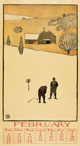 Golfkalender. Februari door Edward Penfield