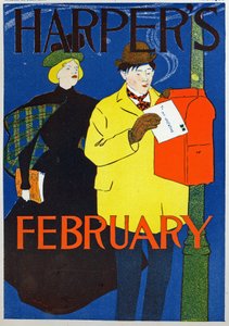 Wetenschap. Communicatie. Post. De Valentijnsbrief, Poster door Penfiel voor het tijdschrift Harper
