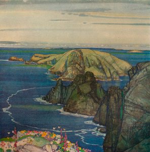 Het eiland Brecqhou, bij Sark, ca. 1921 door Edward Reginald Frampton