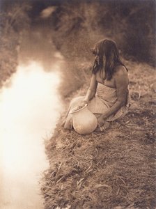 Maricopa Vrouw bij de Stroom door Edward Sheriff Curtis