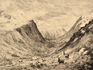 De Highland Dee: Ontmoeting van Garchary en Larig Burns door Edward Slocombe