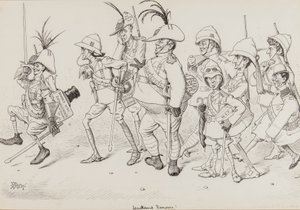 Dan Leons Light Horse, inclusief karikaturen van Henry Irving, Beerbohm Tree, R.B., W.S. Penley, Forbes Robertson, en E.P., voor Punch, november 1902 door Edward Tennyson Reed