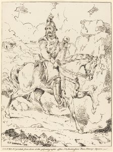 Ridder in harnas te paard door Edward Vernon Utterson