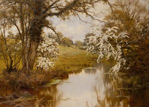 Waar de Bloeiende Meidoorns Vrolijk Bloemen door Edward Wilkins Waite