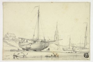 Kerk in Scheveningen door Edward William Cooke