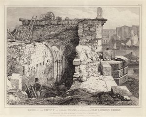 Ruïnes van de St Thomas Kapel op de Oude London Bridge door Edward William Godwin