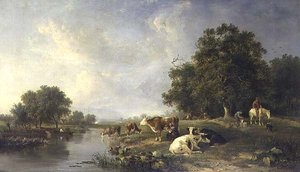 Landschap met vee door Edward Williams