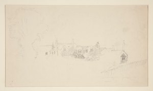 Architectonische studie (recto); Sierlijke schetsen (verso) door Edwin Austin Abbey