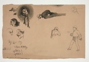 Diverse figuurstudies (recto en verso) door Edwin Austin Abbey
