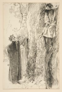 Biron en de koning, uit Act IV, Scene iii, Liefde door Edwin Austin Abbey