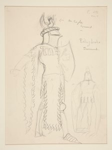 Bolingbroke (Toernooiscène), kostuumschets voor Henry Irving door Edwin Austin Abbey