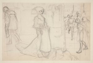 Compositiestudie voor het schilderij Faust en Margaret door Edwin Austin Abbey