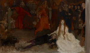 Compositorische studie, voor De toneelscène in Hamlet, Act III, Scene II