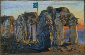 Klaagzang van de drie koninginnen door Edwin Austin Abbey