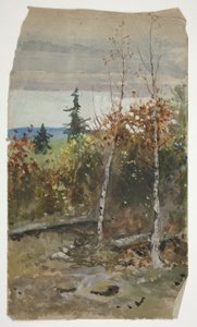 Herfstlandschap door Edwin Austin Abbey