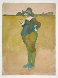Dikke man in landschap door Edwin Austin Abbey