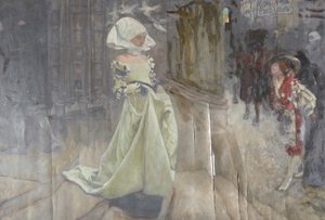 Figuurstudie, mogelijk voor Margaret en Faust door Edwin Austin Abbey