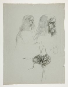 Figurenstudies voor een van de muurschilderingen uit De zoektocht naar de Heilige Graal (een serie van vijftien schilderijen voor de Boston Public Library, voltooid in 1901) door Edwin Austin Abbey