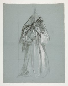 Figurenstudie voor Sir Lancelot en Sir Bors die Galahad uitrusten met zijn sporen, uit De zoektocht naar de Heilige Graal (tweede van een serie van vijftien schilderijen voor de Boston Public Library, voltooid in 1901)