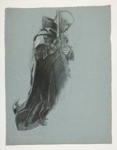 Figurenstudie voor Het Vertrek, uit De Zoektocht naar de Heilige Graal (een serie van vijftien schilderijen voor de Boston Public Library, voltooid in 1901) door Edwin Austin Abbey