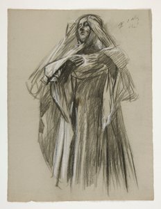 Figurenstudie voor de Jonge Galahad, uit De Zoektocht naar de Heilige Graal (eerste van een serie van vijftien muurschilderingen voor de Boston Public Library, voltooid in 1901) door Edwin Austin Abbey