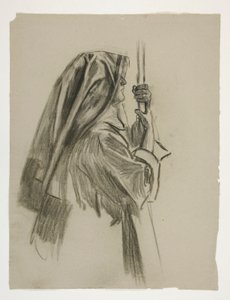 Figurenstudie voor de Ridderslag van Sir Galahad, uit De Zoektocht naar de Heilige Graal (een serie van 15 schilderijen voor de Boston Public Library, voltooid in 1901) door Edwin Austin Abbey