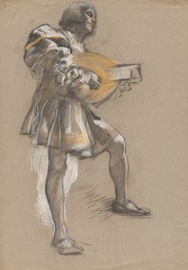Figuur met mandoline in middeleeuws kostuum