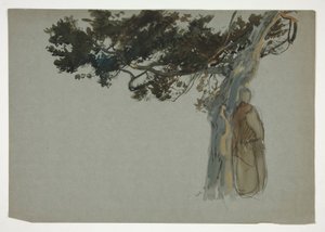 Figuren onder een boom - (niet-geïdentificeerde illustratie) door Edwin Austin Abbey