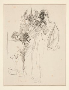 Galahad bij kasteel, studie voor De zoektocht naar de Heilige Graal (serie van vijftien schilderijen voor de Boston Public Library, voltooid in 1901)