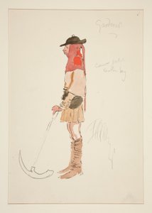 Tuinman, kostuumschets voor Henry Irving door Edwin Austin Abbey