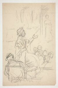 Groep figuren - (onbekende illustratie) door Edwin Austin Abbey