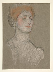 Hoofd van een vrouw, Kroning van Edward VII door Edwin Austin Abbey