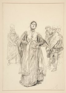 Katharina, illustratie voor Act I, Scene i, Taming of the Shrew door Edwin Austin Abbey