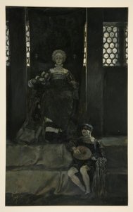 Mariana en jongen zingen - Act III, Scene I, Measure for Measure door Edwin Austin Abbey