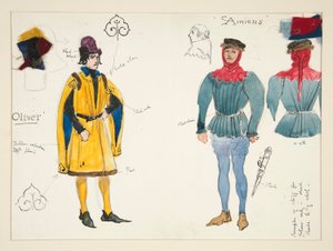 Olivier en Amiens, kostuumschets voor Henry Irving door Edwin Austin Abbey