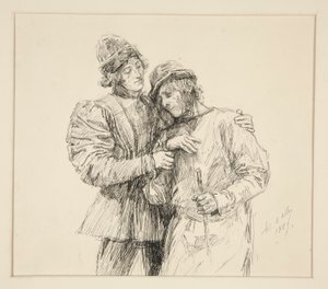 Orlando en Adam, illustratie voor Act II, Scene iv, As You Like It door Edwin Austin Abbey