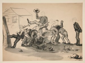 Stapel mannen: karikatuur van door Edwin Austin Abbey