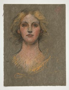 Portret van een jonge vrouw door Edwin Austin Abbey