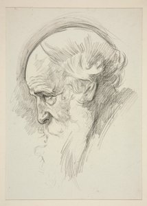 Portret van een oude bebaarde man, in profiel
