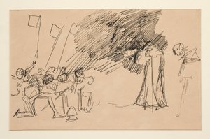 Voorlopige schets voor Act II, Scene I, All door Edwin Austin Abbey