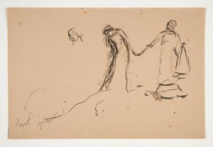 Voorlopige schets van Helena en Lafeu voor Act IV, Scene III, All door Edwin Austin Abbey