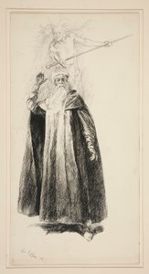 Prospero en Ariel, illustratie voor Act V, Scene i, The Tempest door Edwin Austin Abbey