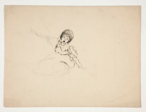Schreeuwende vrouw (studie voor .3439), schets voor The Lay of the Lobster door Edwin Austin Abbey