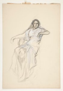 Zittende dame, schets voor een niet-geïdentificeerd Shakespeare-stuk door Edwin Austin Abbey