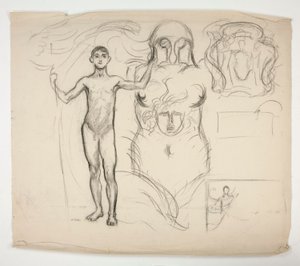 Blad met schetsen door Edwin Austin Abbey